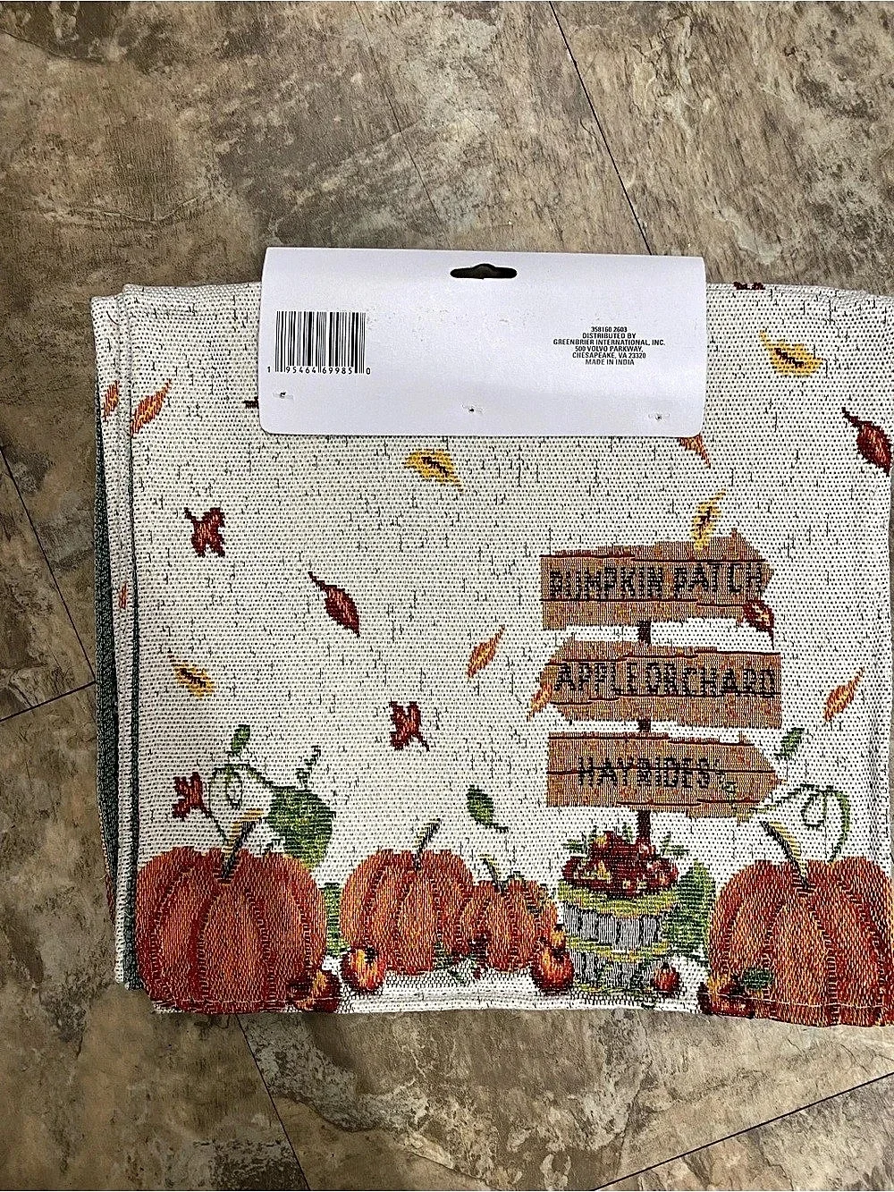 Seasonal 70 Inch Table Runner Fall Pumpkin Floral NWT